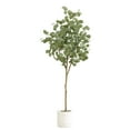 thumbnail image 1 of Nearly Natural 6ft. Artificial Eucalyptus Tree with White Decorative Planter, Green, 1 of 7