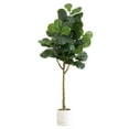 thumbnail image 1 of Nearly Natural 6ft. Artificial Fiddle Leaf Fig Tree with White Decorative Planter, Green, 1 of 6