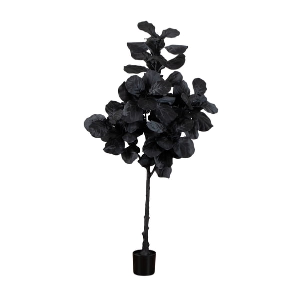 Nearly Natural Potted Fiddle Leaf Artificial Halloween Tree - 6' - Unlit