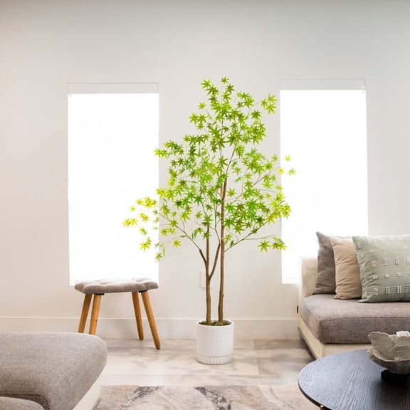 Nearly Natural Maple Artificial Tree with White Planter - 6' - Green