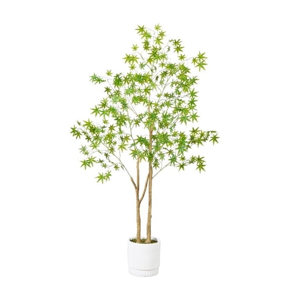 Nearly Natural Maple Artificial Tree with White Planter - 6' - Green