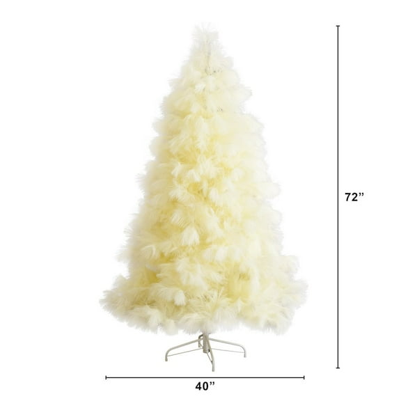 Nearly Natural 6ft. Artificial Off-White Pampas Grass Christmas Tree