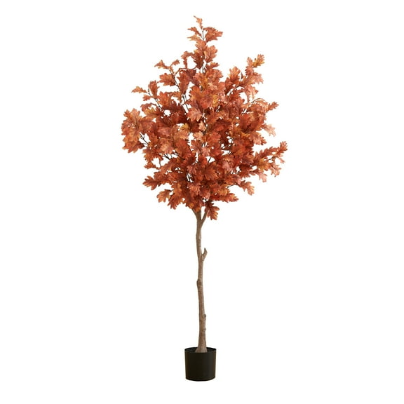 Nearly Natural 6ft. Autumn Oak Artificial Fall Tree, Orange