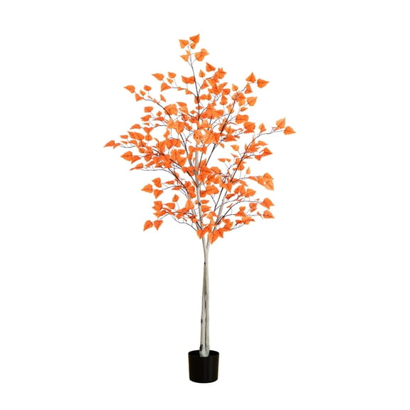 Nearly Natural Potted Birch Leaf Artificial Tree - 6' - Unlit