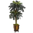 thumbnail image 1 of Nearly Natural 6ft. Double Sago Palm Artificial Tree in Designer Planter, Green, 1 of 3