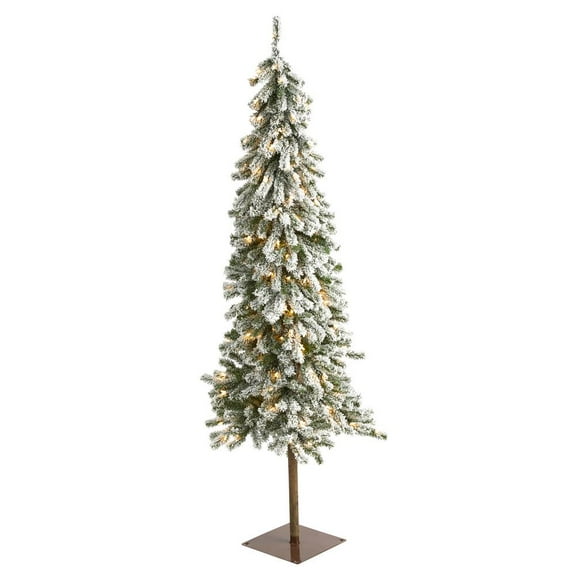Nearly Natural 6ft. Flocked Alpine Christmas Artificial Tree