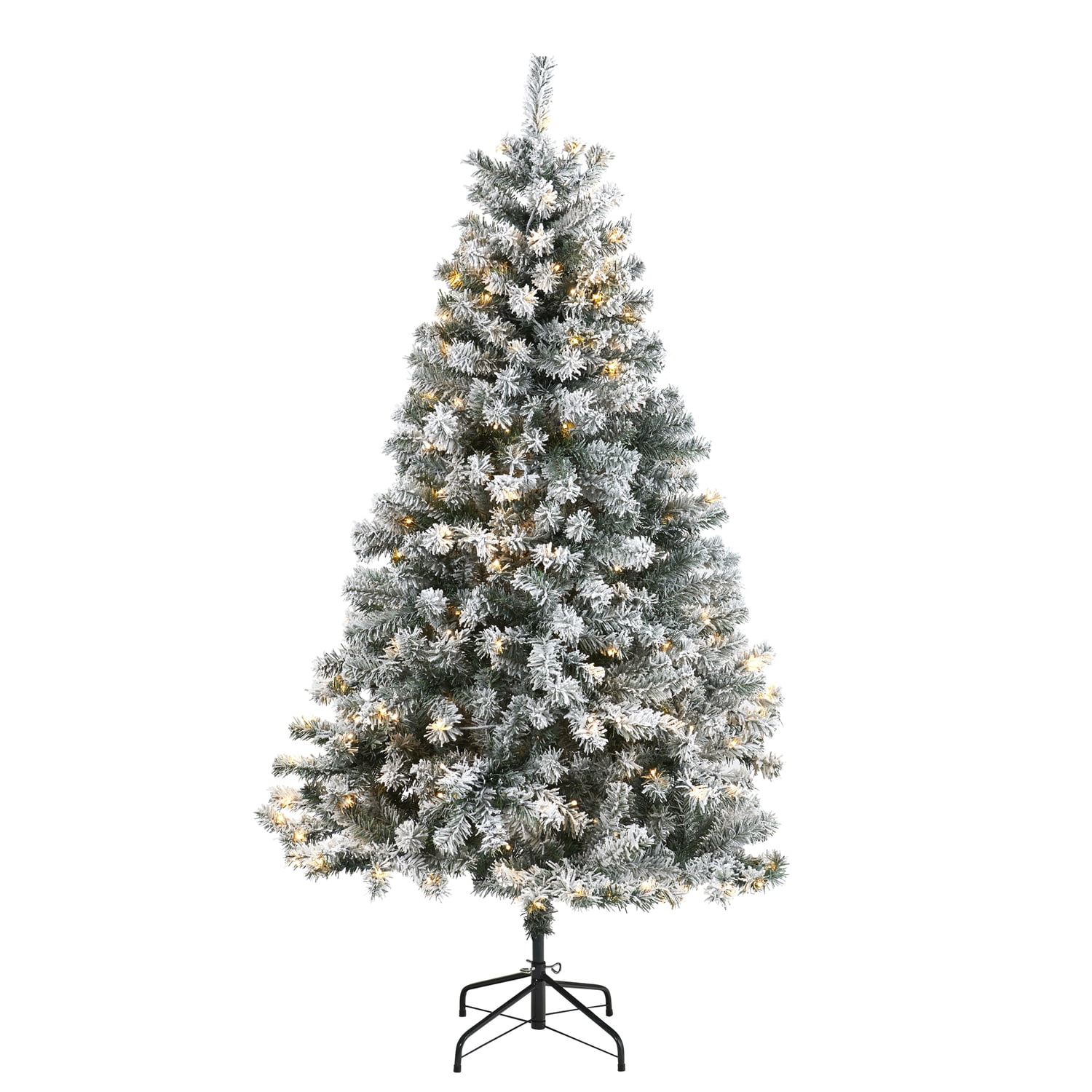 6ft Flocked Rock Springs Spruce Artificial Christmas Tree with LED Lights