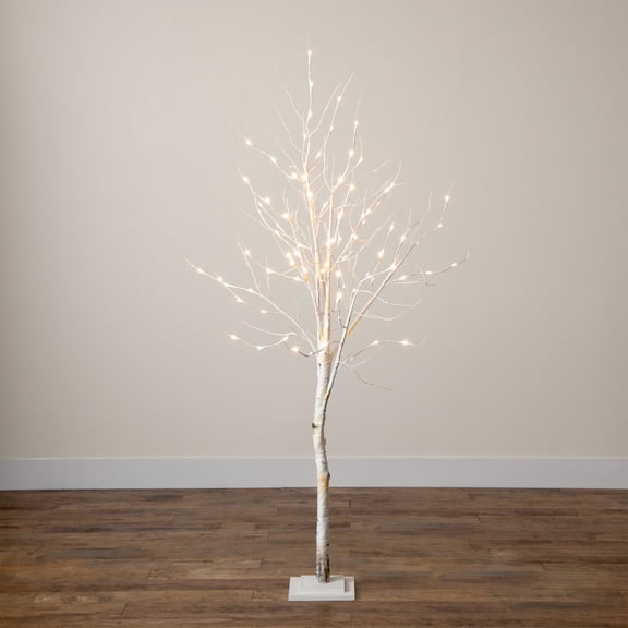 Nearly Natural Pre-Lit White Birch Artificial Christmas Tree - 6' - Warm White LED Lights