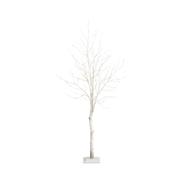 Nearly Natural 6ft. Pre-Lit Artificial White Birch Tree with 90 White LED Lights
