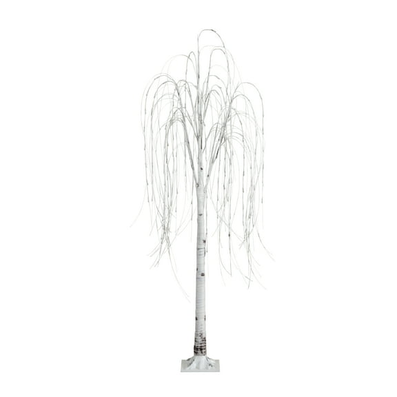 Nearly Natural 6ft. Pre-Lit Artificial White Weeping Willow Tree with 160 Warm White LED Lights