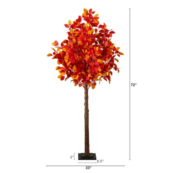 Nearly Natural 6ft. Pre-Lit Autumn Artificial Fall Tree with 300 Warm White LED Lights