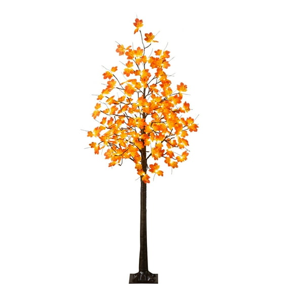 Nearly Natural 6ft. Pre-Lit Minimalist Autumn Maple Artificial Fall Tree with 120 Warm White LED Lights