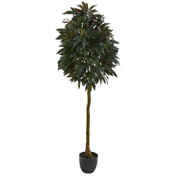 Nearly Natural 6ft. Red Mango Leaf Artificial Tree, Green