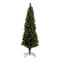 thumbnail image 1 of Nearly Natural 6ft. Slim Pre-Lit Fiber Optic Artificial Christmas Tree, Green, 1 of 13