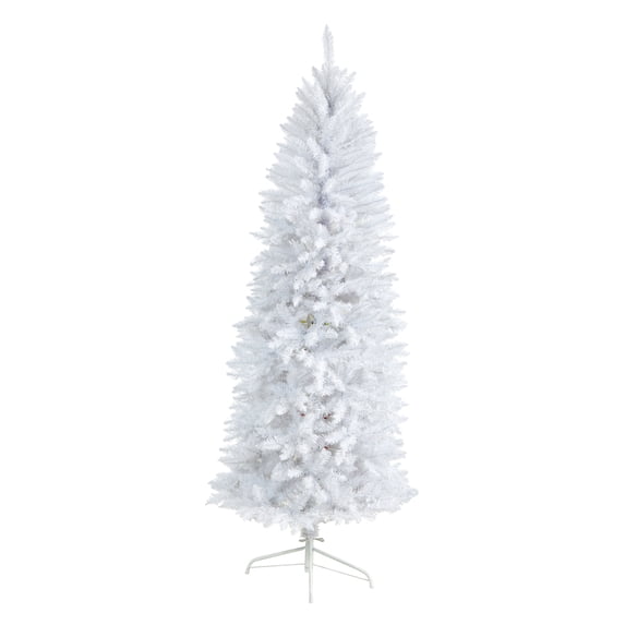 Nearly Natural 6ft. Slim White Artificial Christmas Tree, White