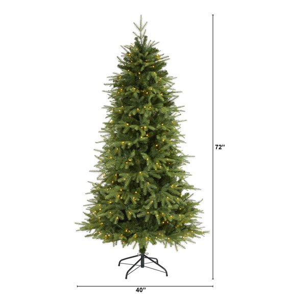 Nearly Natural 6ft. Vancouver Fir Natural Look Artificial Christmas Tree with 350 Clear LED Lights and 1870 Bendable Branches