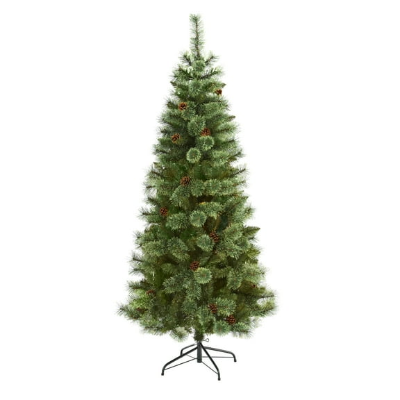 Nearly Natural 6ft. White Mountain Pine Artificial Christmas Tree, Green