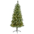 thumbnail image 1 of Nearly Natural 6ft. Wisconsin Slim Snow Tip Pine Artificial Christmas Tree with 300 Clear LED Lights, 1 of 7