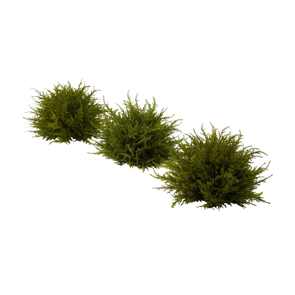 Set of 3 Green Silk Cedar Topiary Balls