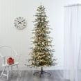 thumbnail image 1 of Nearly Natural 7.5' Green Slim Spruce Flocked Artificial Christmas Tree Prelit 450 LED Lights, 1 of 12