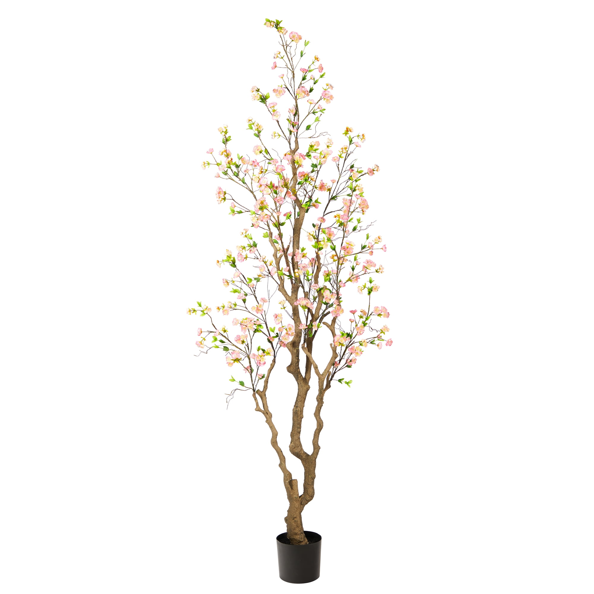 7.5-Foot Pink Silk Cherry Blossom Faux Potted Tree