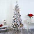 thumbnail image 1 of Nearly Natural 7' Flocked Spruce Artificial Christmas Tree Prelit with LED Lights, White, 1 of 9