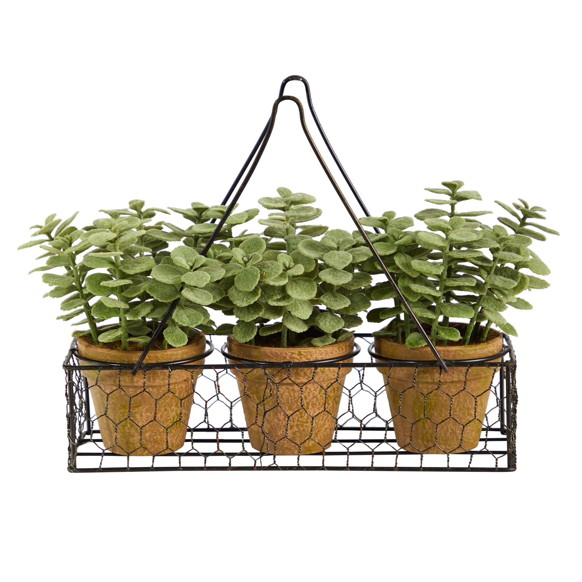 Nearly Natural 7" Mini Jade Garden Artificial Plant in Hanging Planter