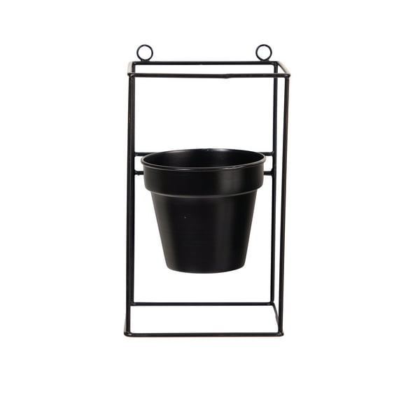 Nearly Natural 7" x 7" x 11" Rectangle Black Metal Wall Planters