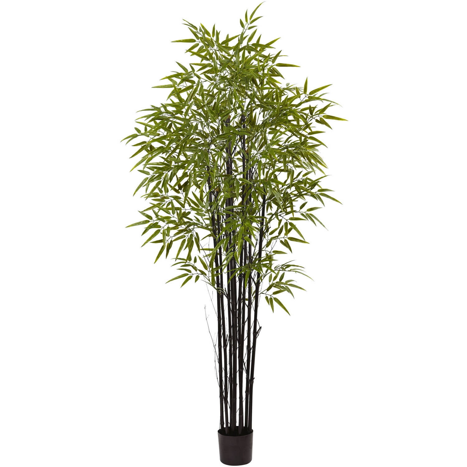 72" Black Bamboo Artificial Tree with Green Leaves for Indoor/Outdoor Use
