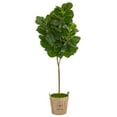thumbnail image 1 of Nearly Natural 74" Fiddle Leaf Fig Artificial Tree in Farmhouse Planter, 1 of 5