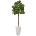 thumbnail image 1 of Nearly Natural 75” Fiddle Leaf Fig Artificial Tree in White Planter, 1 of 1