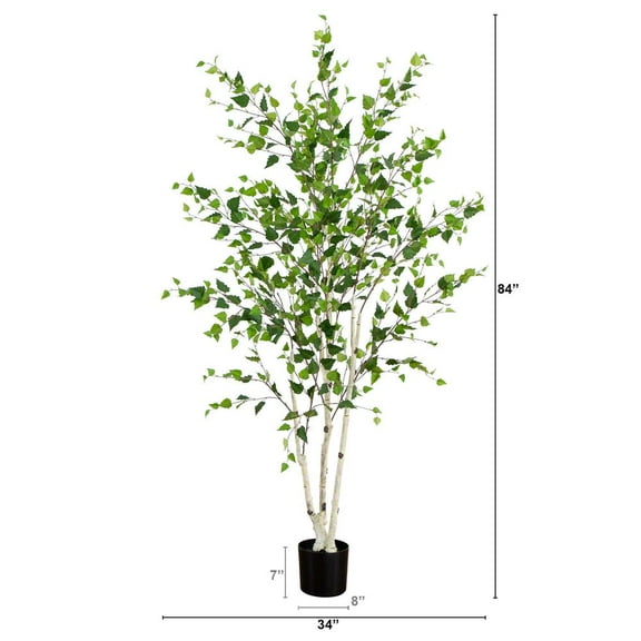 Nearly Natural 7ft. Artificial Birch Tree with Real Touch Leaves