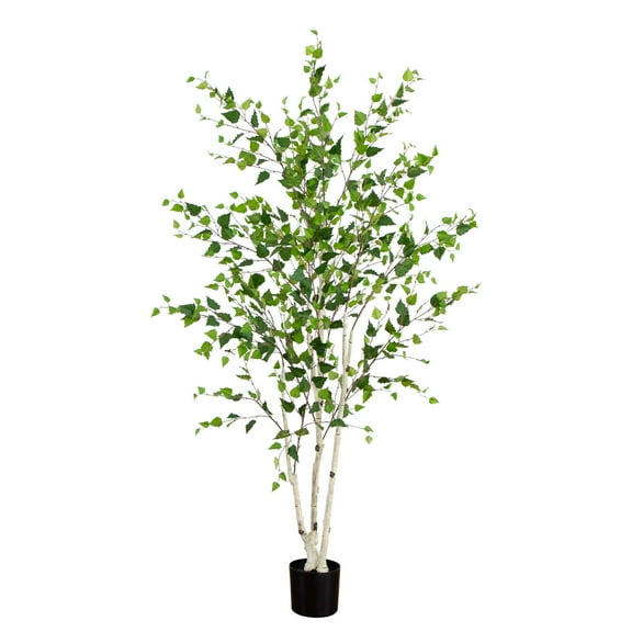 Nearly Natural 7ft. Artificial Birch Tree with Real Touch Leaves