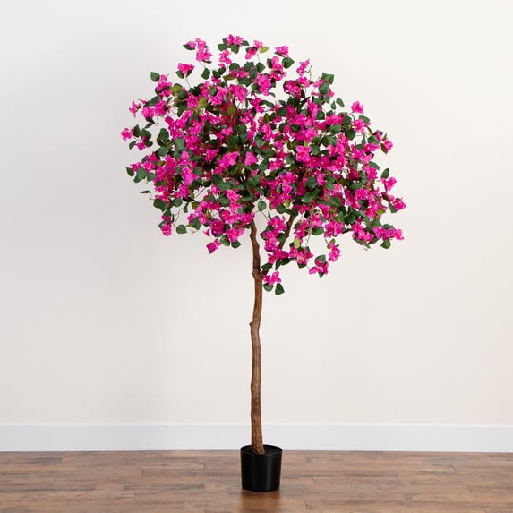 Nearly Natural Bougainvillea Artificial Potted Tree - 7' - Pink and Green