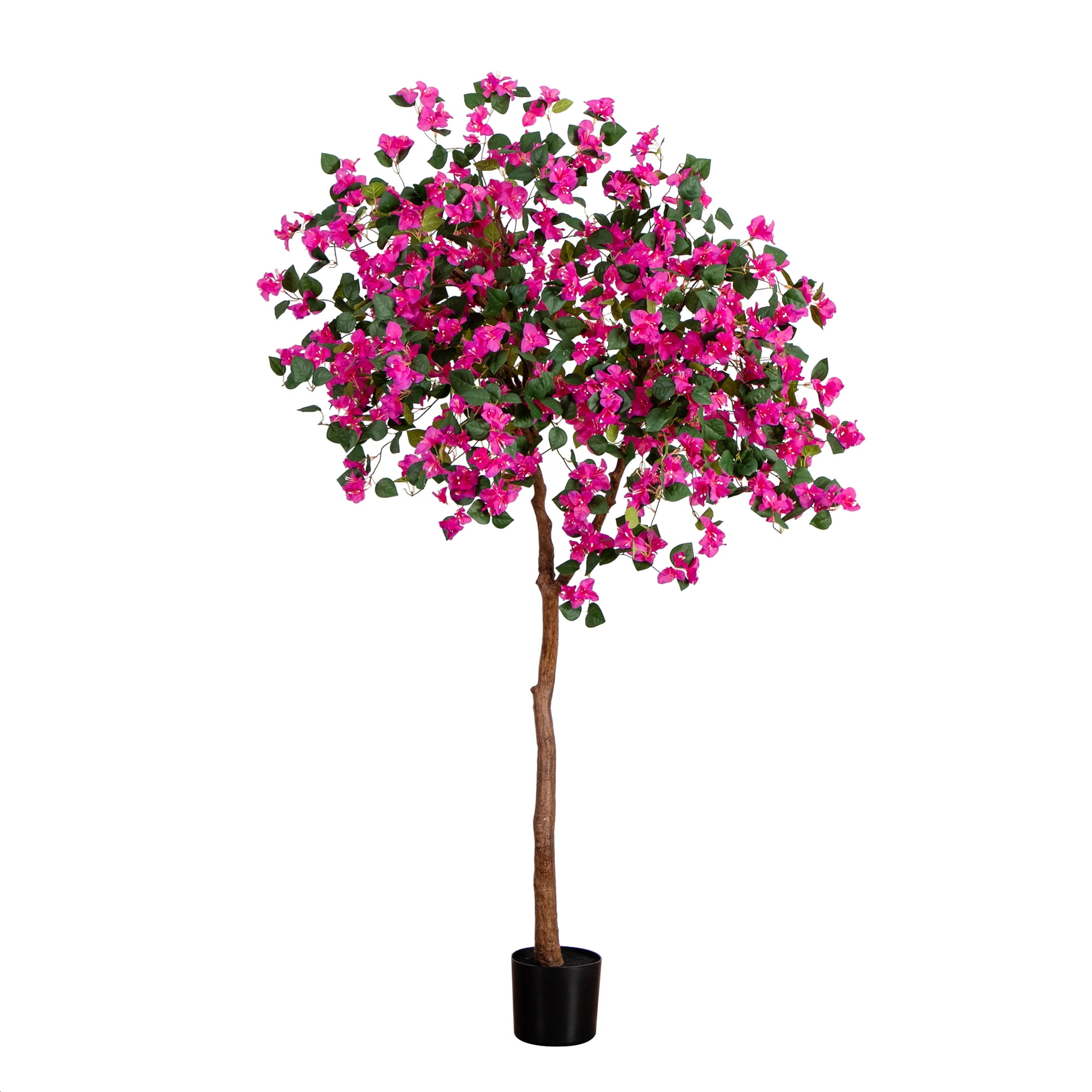 Tall Pink Artificial Bougainvillea Tree in Black Plastic Pot