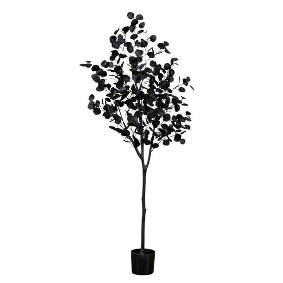 Nearly Natural Potted Maple Artificial Halloween Tree - 7' - Black