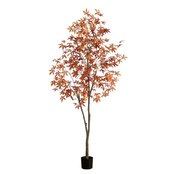 Nearly Natural Autumn Japanese Maple Artificial Potted Tree - 7' - Unlit