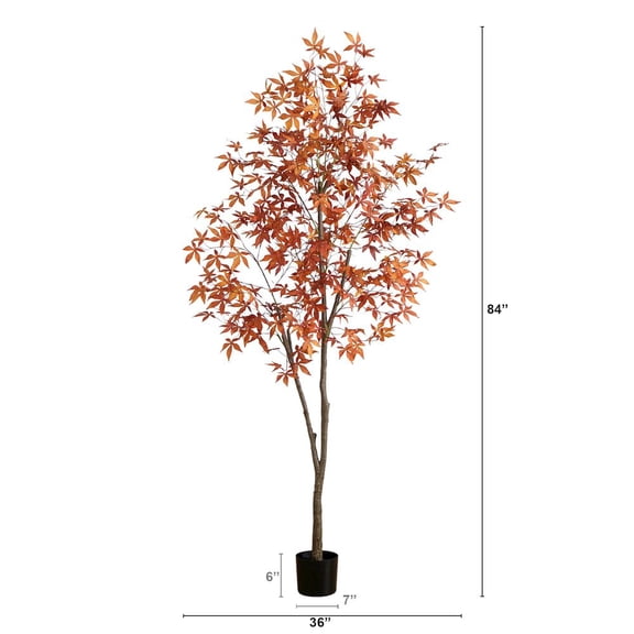 Nearly Natural Autumn Japanese Maple Artificial Potted Tree - 7' - Unlit