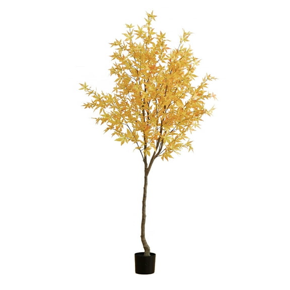 Nearly Natural 7ft. Autumn Maple Artificial Fall Tree, Yellow