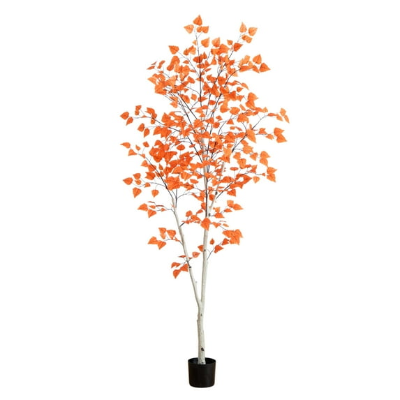 Nearly Natural Fall Harvest Birch Artificial Potted Tree - 7'