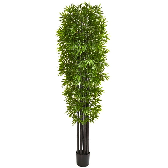 Nearly Natural 7ft. Bamboo Artificial Tree with Black Trunks UV Resistant (Indoor/Outdoor), Green