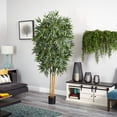 thumbnail image 1 of Nearly Natural Biggy Style Bamboo Silk Artificial Potted Tree - 7', 1 of 5