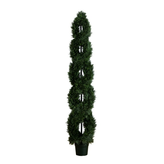 Nearly Natural 7ft. Double Pond Cypress Spiral Topiary UV Resistant (Indoor/Outdoor)