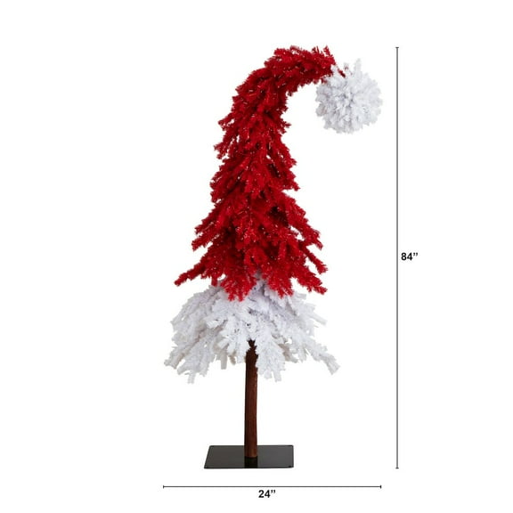 Nearly Natural 7ft. Holiday Red Santas Hat Christmas Tree with 500 LED Lights