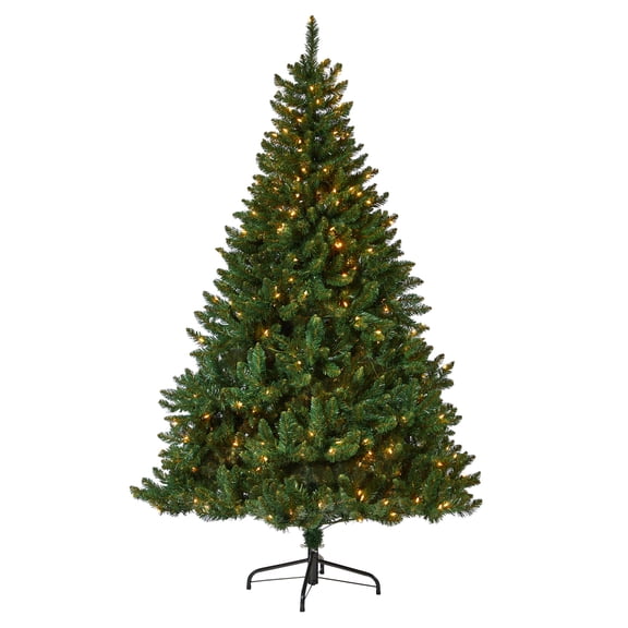 Nearly Natural 7ft. Northern Rocky Spruce Artificial Christmas Tree with 400 Clear Lights and 1330 Bendable Branches