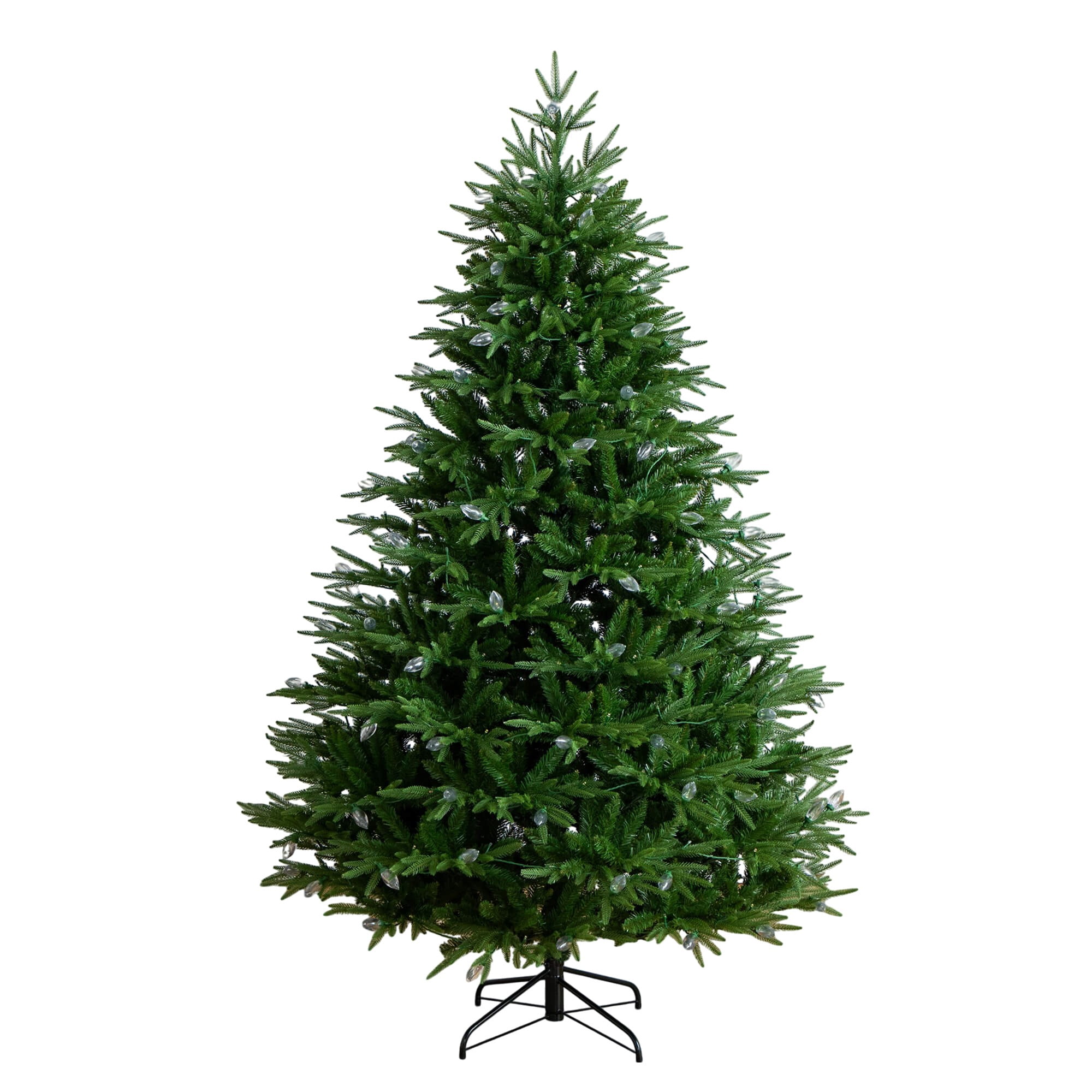 Nearly Natural 7ft. Pre-Lit Artificial Luxembourg Pine Christmas Tree with 340 Multicolored Traditional Bulb LED Lights
