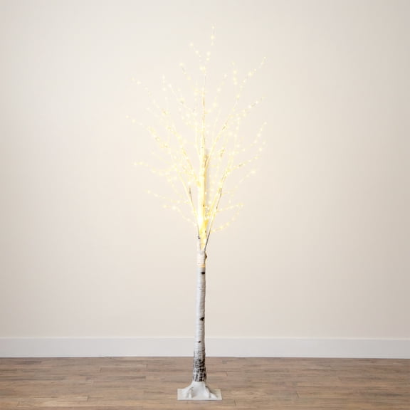 Nearly Natural Pre-Lit Birch Artificial Christmas Tree - 7' - Warm White LED Lights
