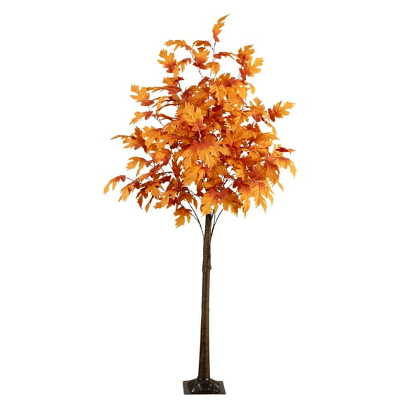 Nearly Natural 7ft. Pre-Lit Autumn Maple Artificial Fall Tree with 450 Warm White LED Lights