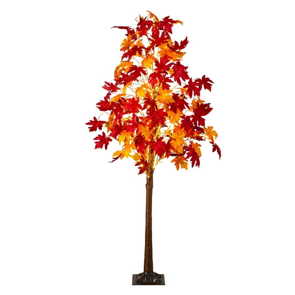 Nearly Natural Pre-Lit Weeping Maple Fall Harvest Artificial Tree - 7' - Warm White LED Lights