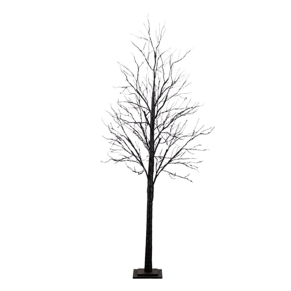 Nearly Natural Pre-Lit Black Twig Artificial Halloween Tree - 7' - Multicolor LED Lights